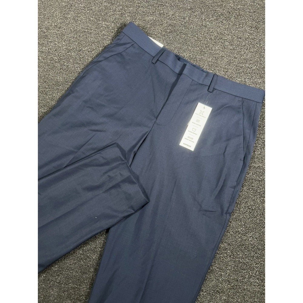 New Express Pants Men's 32x34 (Fits 34x31) Navy Blue Extra Slim Fit Stretch Wool